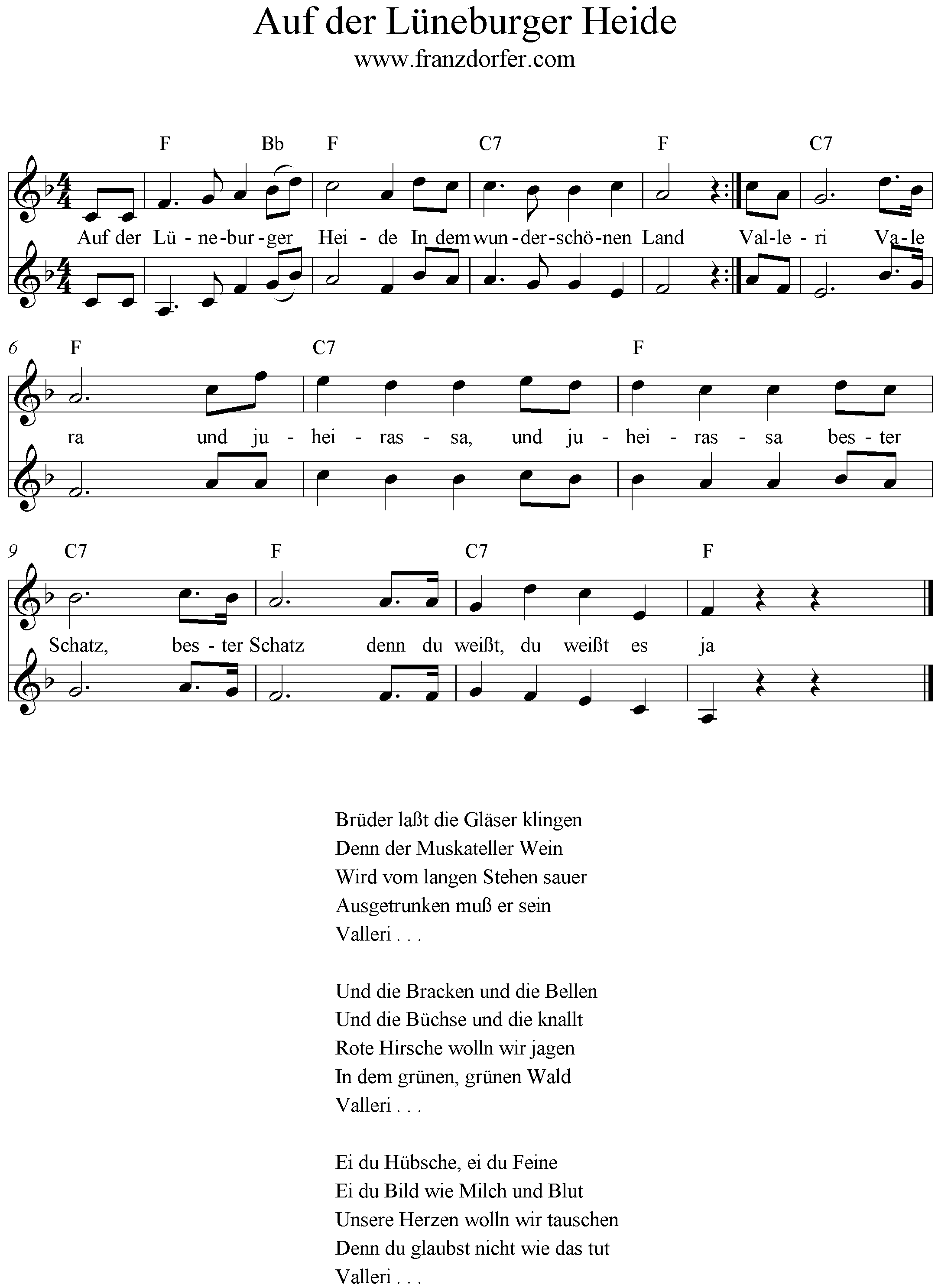 Text und noten märkische heide Songtext Brandenburg
